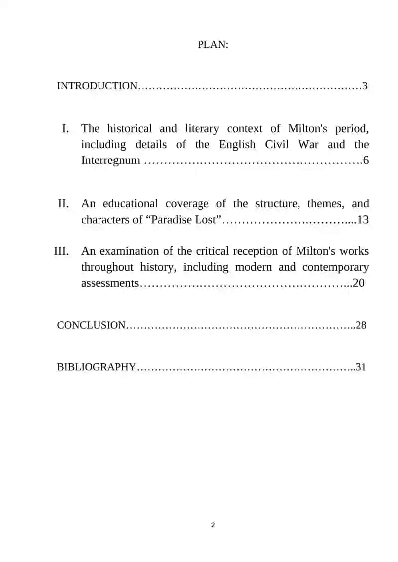 Course Paper on John Milton 2
