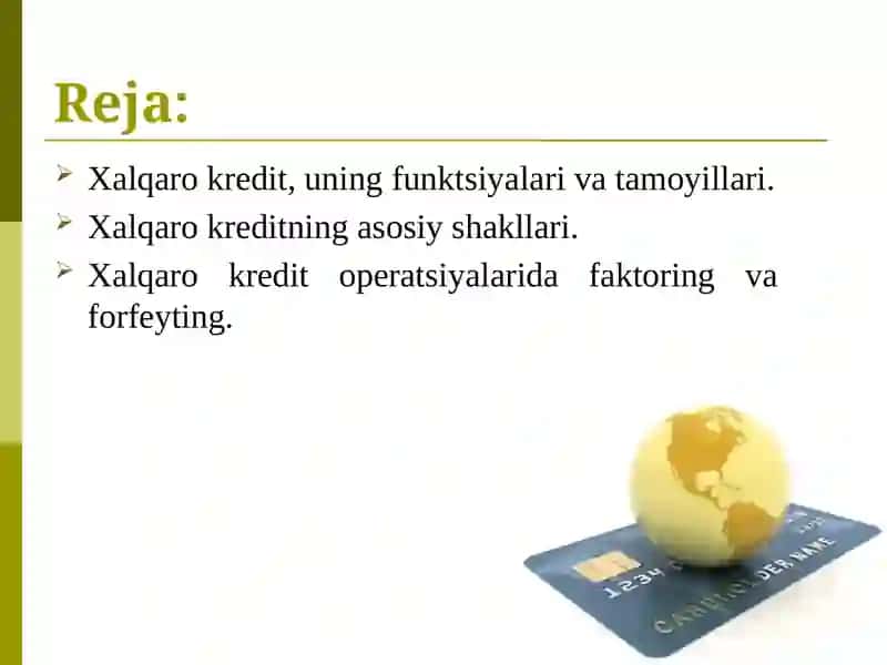 Xalqaro kredit va investitsiya munosabatlarining rivojlanishi 2