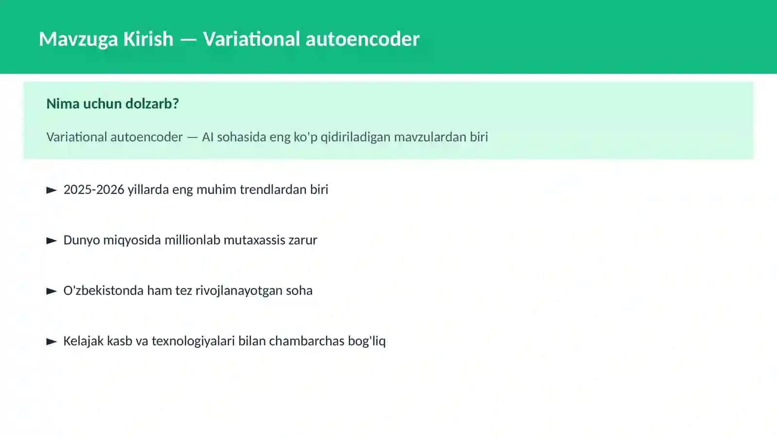 AI | DEEP LEARNING VA NEYRON TARMOQLAR 2