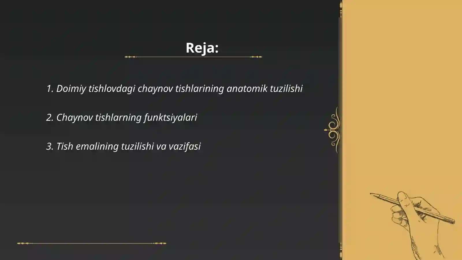 Doimiy tishlovdagi chaynov tishlarining tuzilishi 2