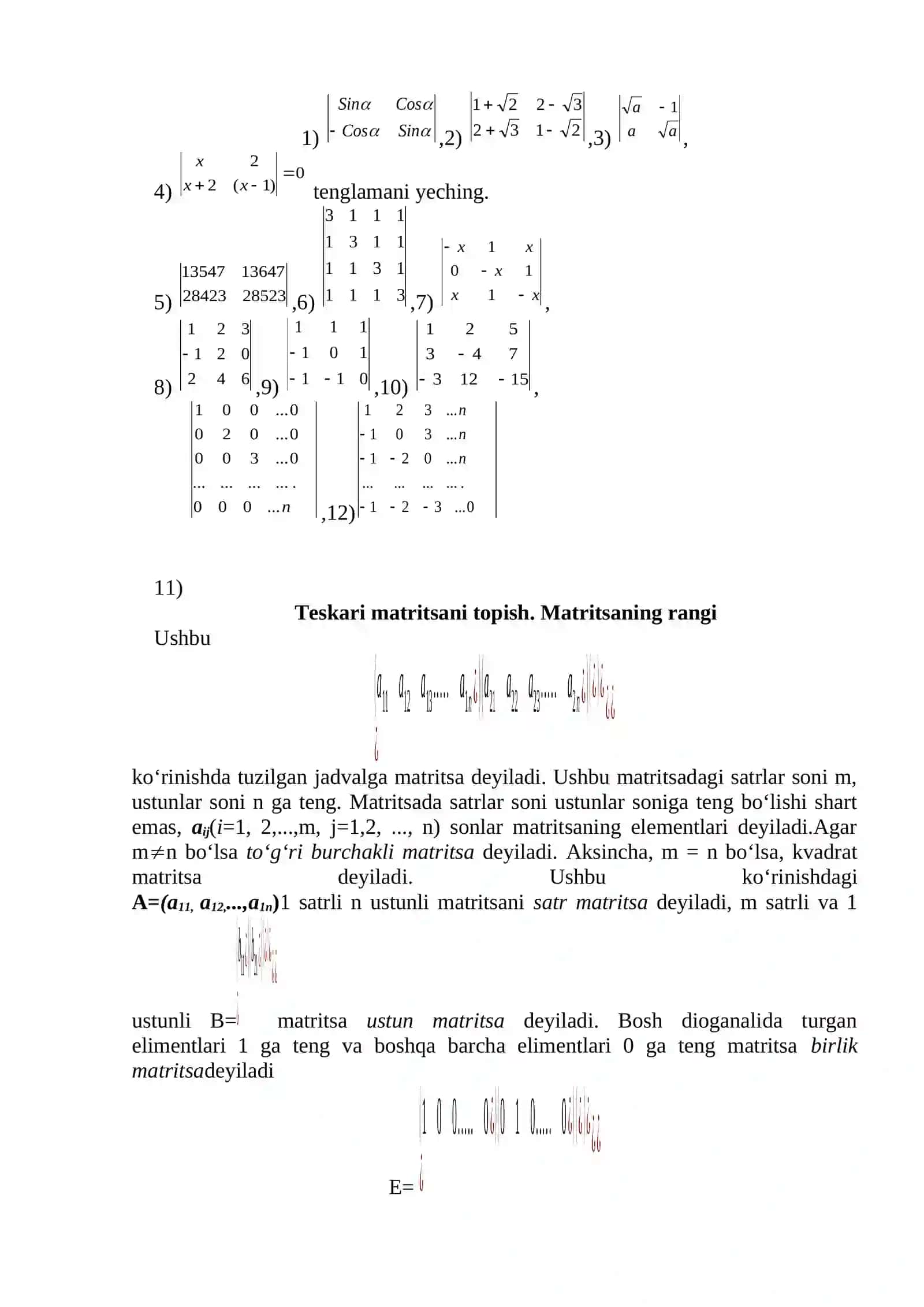 Uchinchi tartibli determinantlar 2