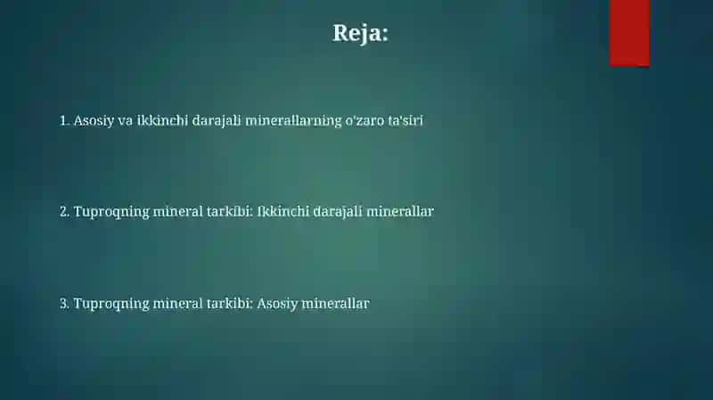 Tuproqlarni mineral tarkibi birlamchi va ikkilamchi minerallar 2