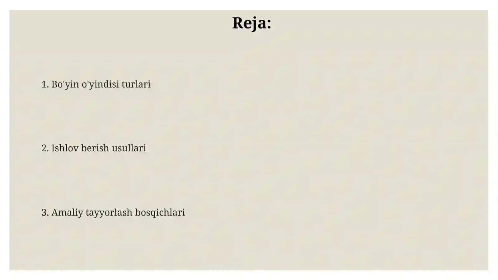 Ayyolar kiyimlarining bo'yin o'yindilariga ishlov berish namunalar tayyorlash 2