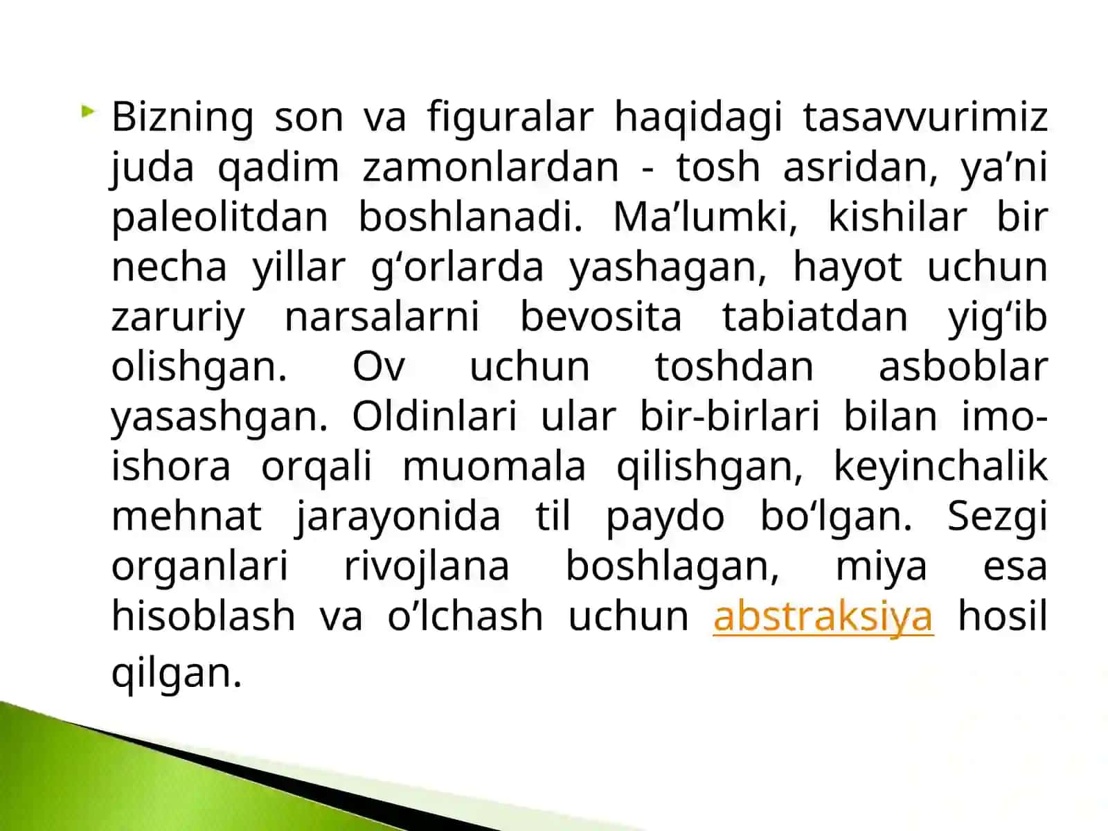 Dastlabki matematik tushunchalarni paydo bo‘lishi. Al-Xorazmiyning “Arifmetika” asarining roli 2