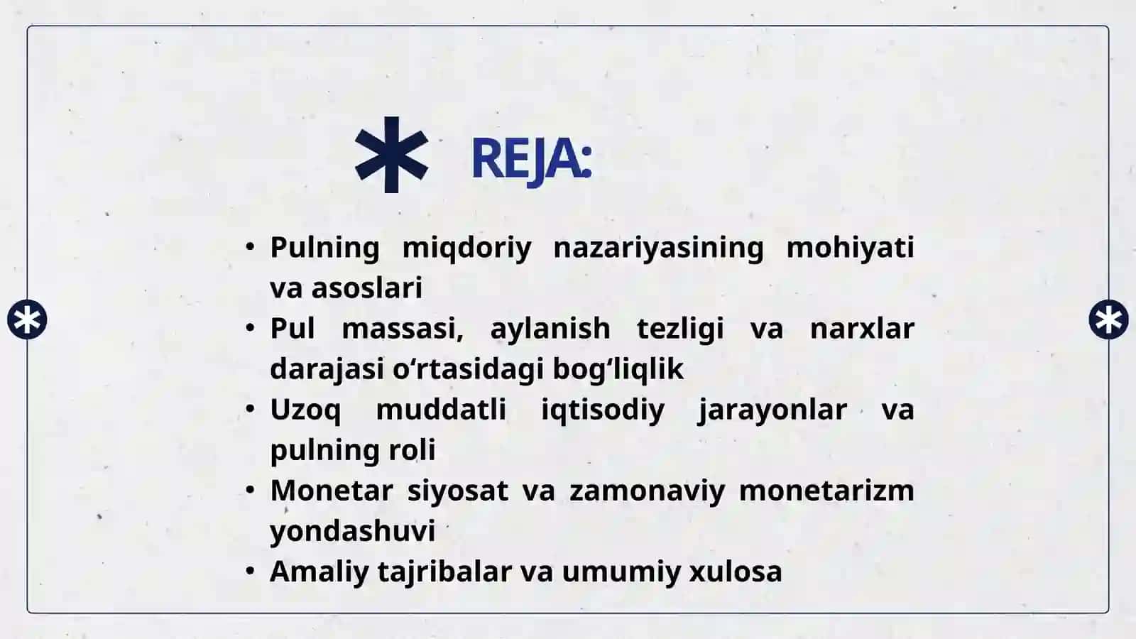 PULNING MIQDORIY NAZARIYASI VA UZOQ MUDDATLI NARXLAR DARAJASI 2