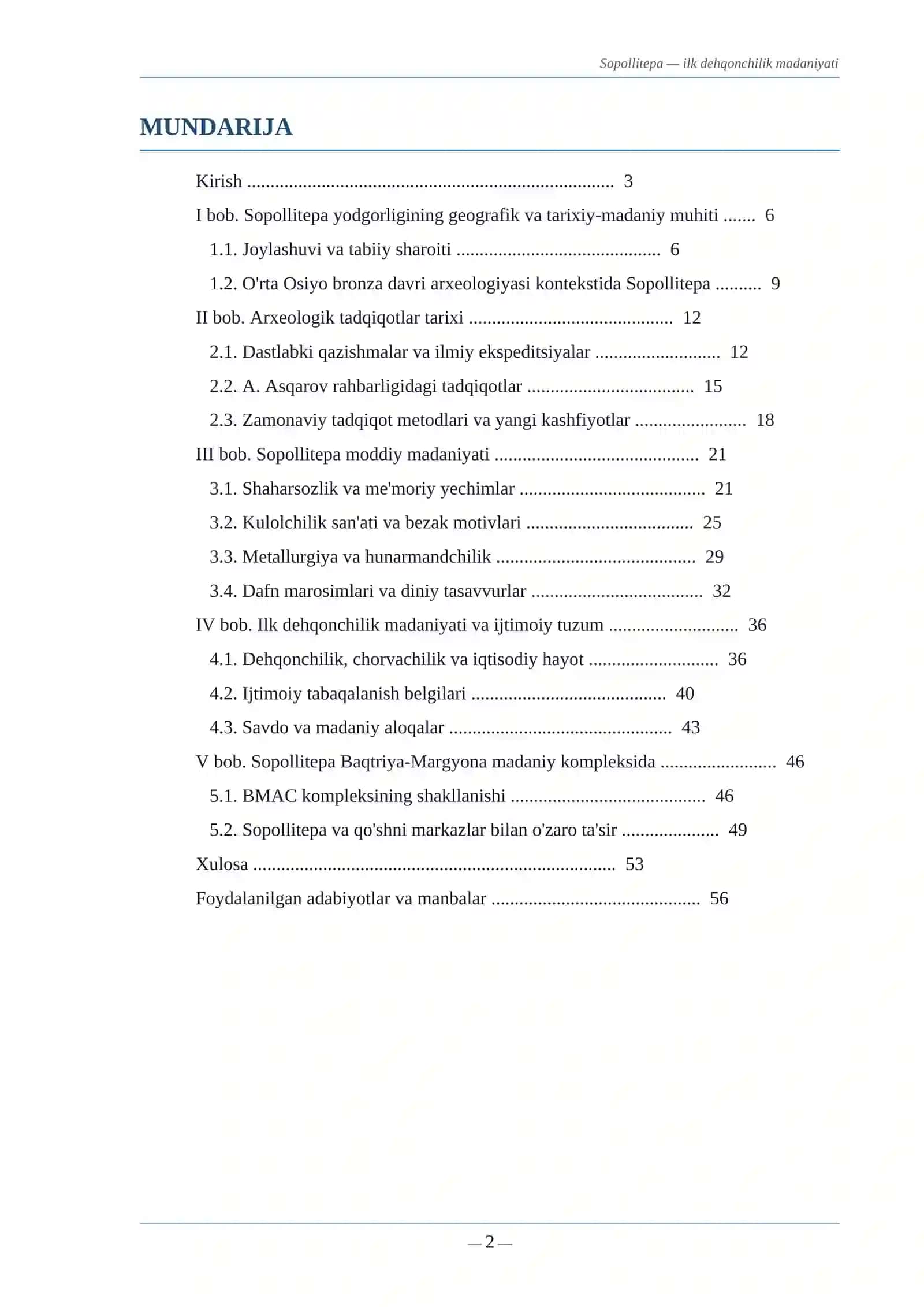 SOPOLLITEPA — O'RTA OSIYO ILK DEHQONCHILIK MADANIYATINING YIRIK MARKAZI 2