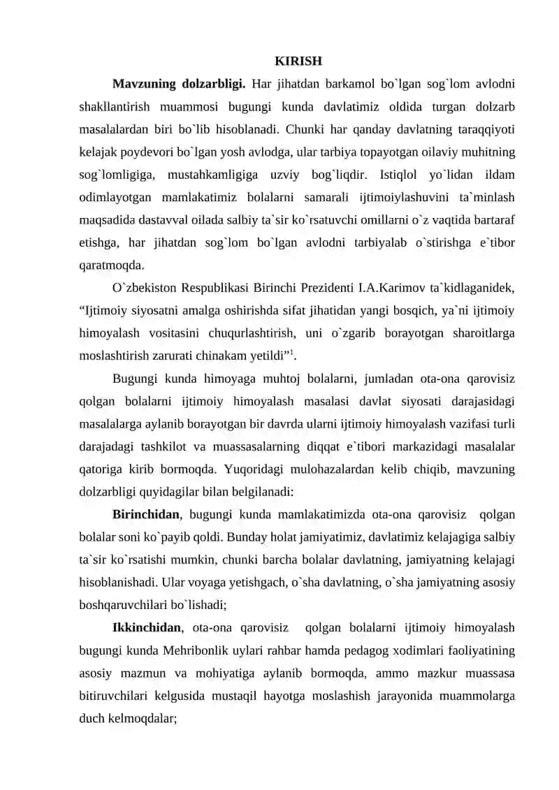 OTA ONALAR QAROVISIZ QOLGAN BOLALAR BILAN IJTIMOIY ISH NAZARIYASI VA HUQUQIY ASOSLARI 2