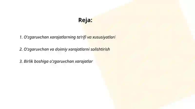O'zgaruvchan xarajatlarning ta'rifi va xususiyatlari 2