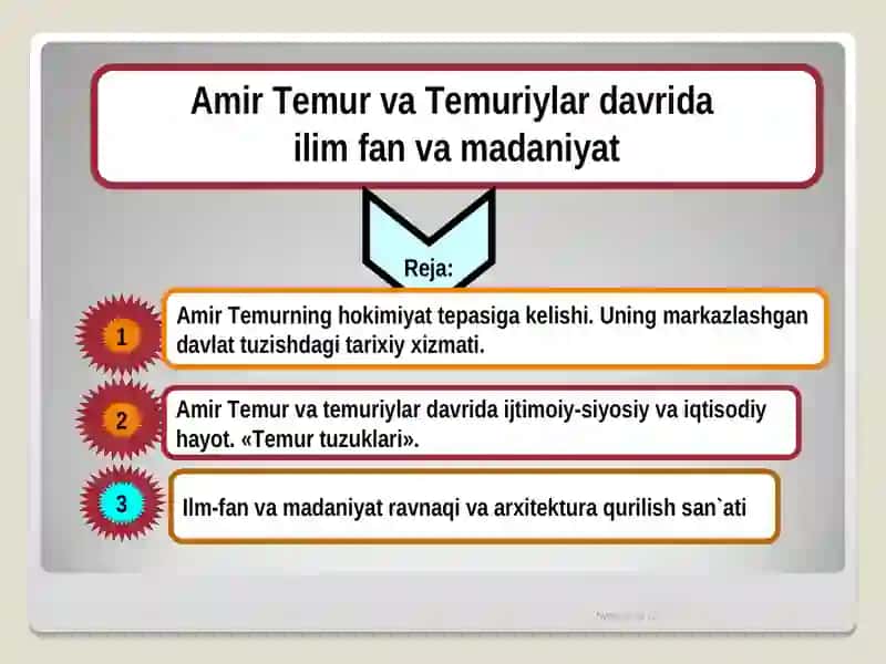 Amir Temur va Temuriylar davri madaniyhayot 2
