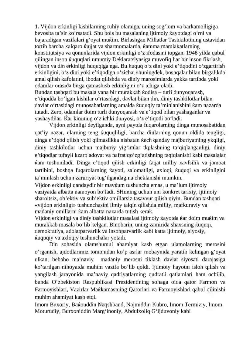 Vijdon Erkinligi Buzish Jinoiy Huquqiy Tavsifi 2