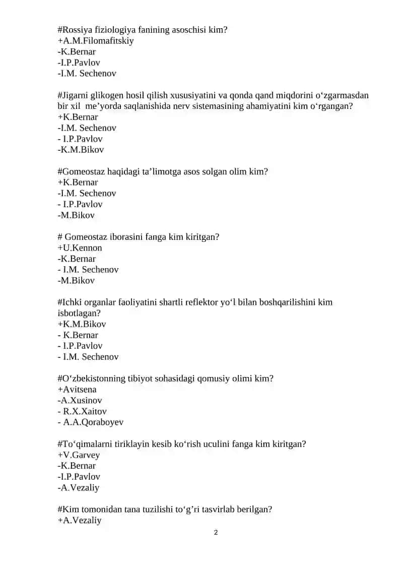 Hayvonlar Fiziologiyasi 2