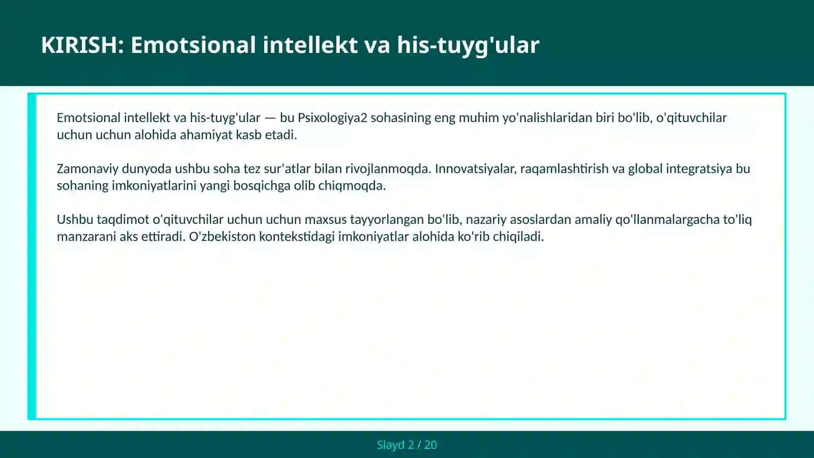 Emotsional intellekt va his-tuyg'ular 2