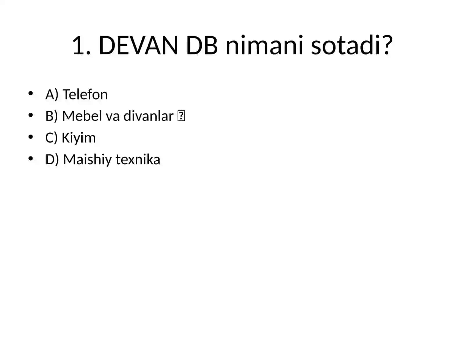 DEVAN DB - 10 ta test 2