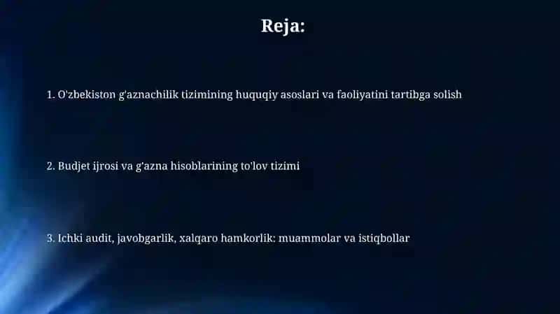 O'zbekiston g'aznachilik tizimining huquqiy asoslari 2