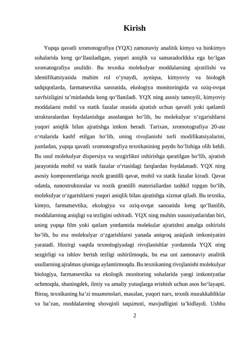 Yupqa qavatli xromotografiya (YQX) 2