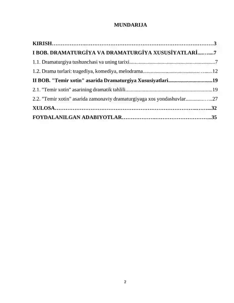 Dramatik tur va janrdagi bitiklar bilan ishlashning xususiyatlari (Temir xotin asari misolida) 2