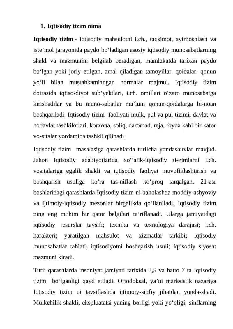 Iqtisodiy tizimlar ularning tarkiblari 2