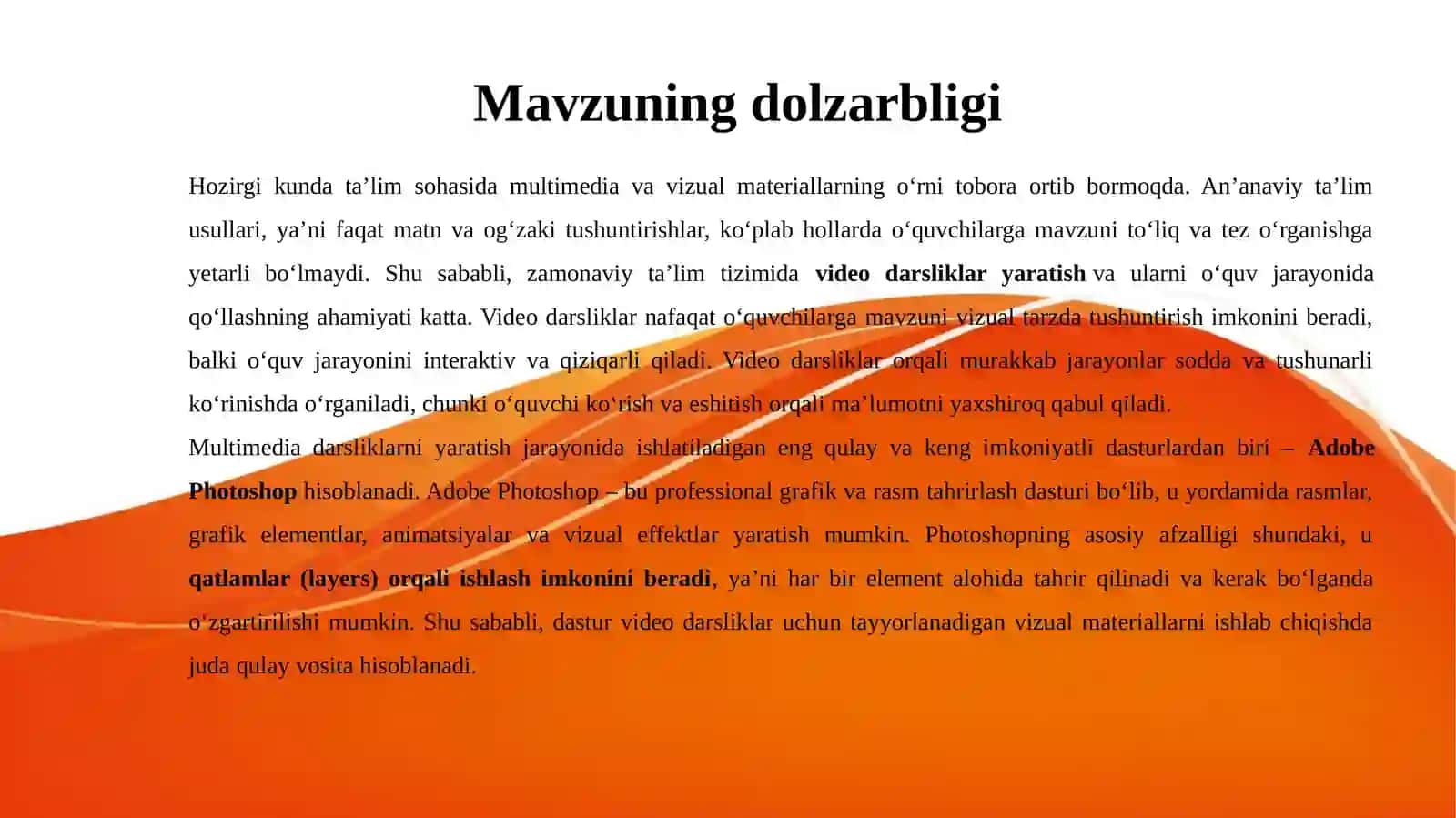 ADOBE PHOTOSHOP DASTURI BILAN TANISHISH VIDEODARSINI YARATISH 2