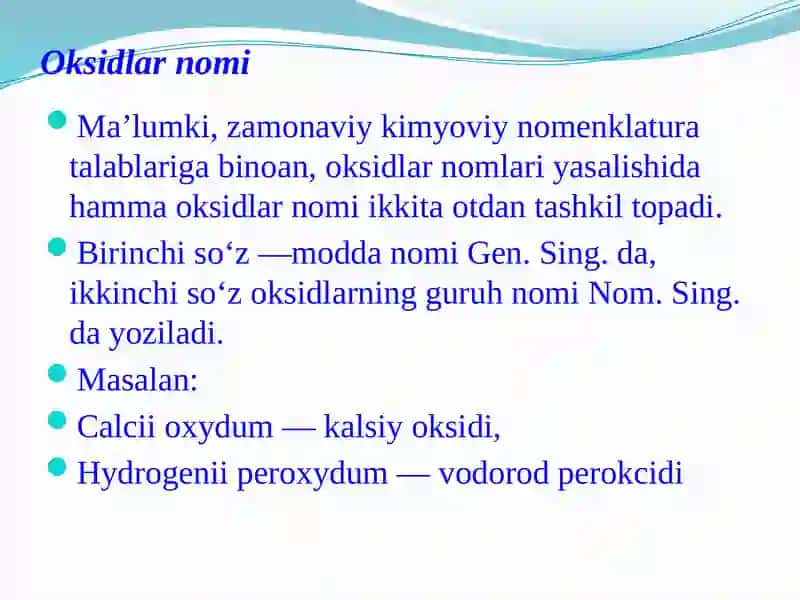OKSIDLAR VA TUZLAR NOMLANISHI 2
