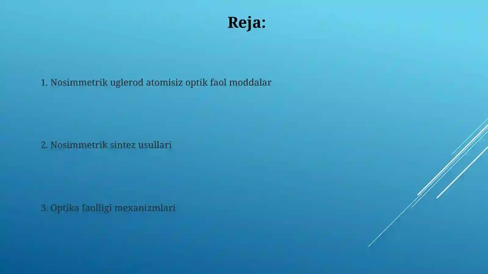 Asimetrik uglerod atomisiz optik faol moddalar. Asimetrik sintez 2