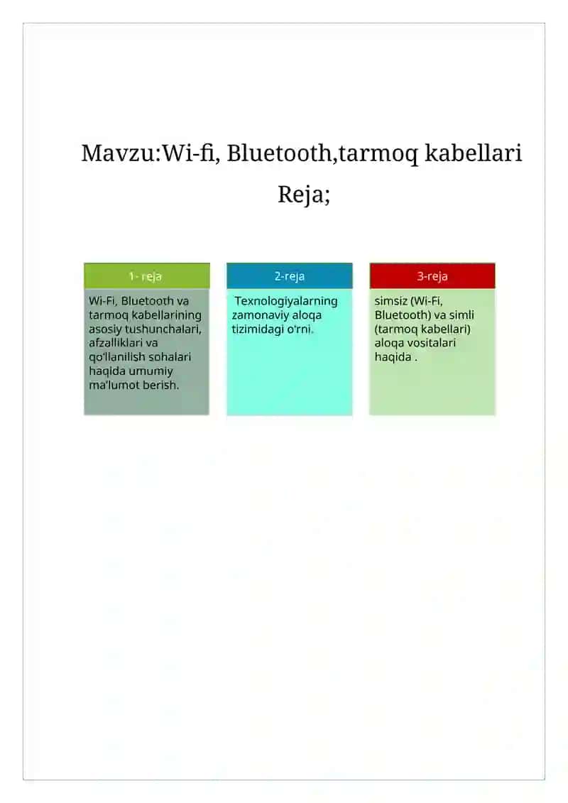 Wi-fi, Bluetooth,tarmoq kabellari 2