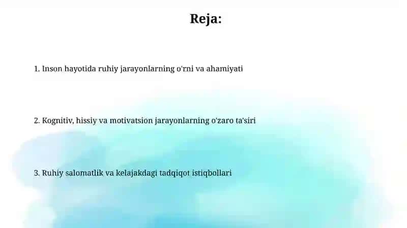 Psixik jarayonlarning inson hayotidagi ahamiyati 2