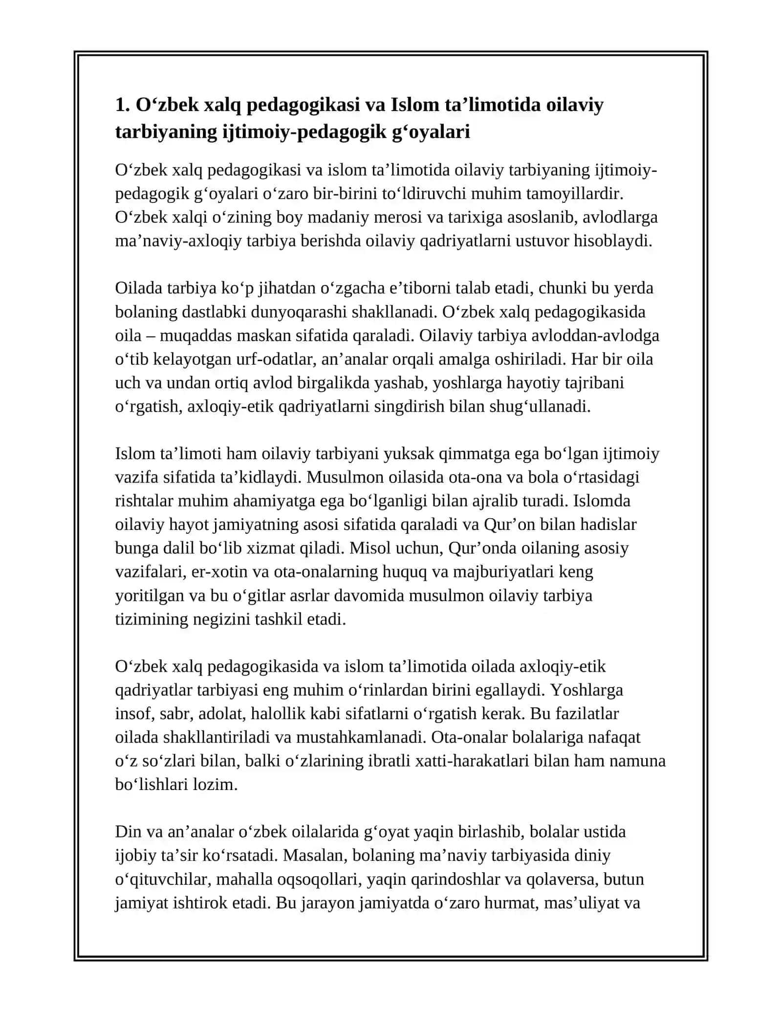 OʻZBEK XALQ PEDAGOGIKASI VA ISLOM TALIMOTIDA IJTIMOIY-PEDAGOGIK GʻOYALAR 2