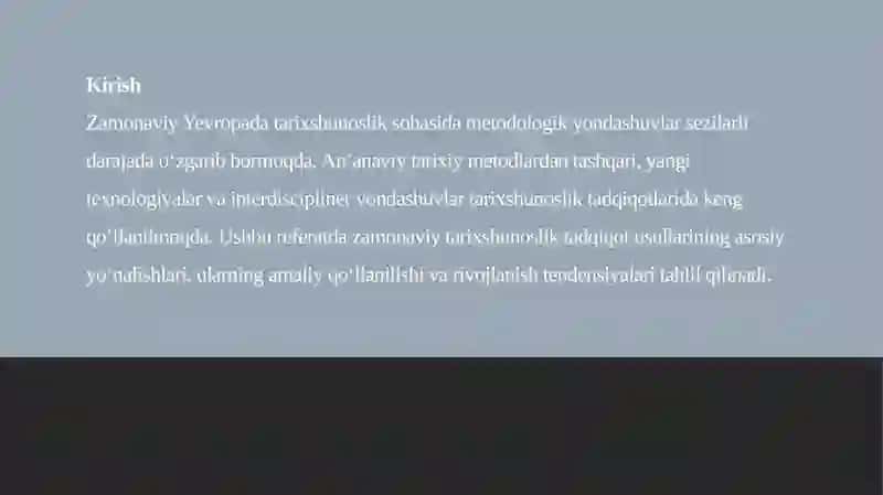 Zamonaviy Yevropada tarixshunoslik tadqiqot usullari 2