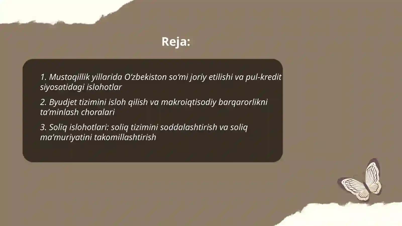O’zbekiston Respublikasi Mustaqilligi yillarida moliya sohasidagi islohotlari 2
