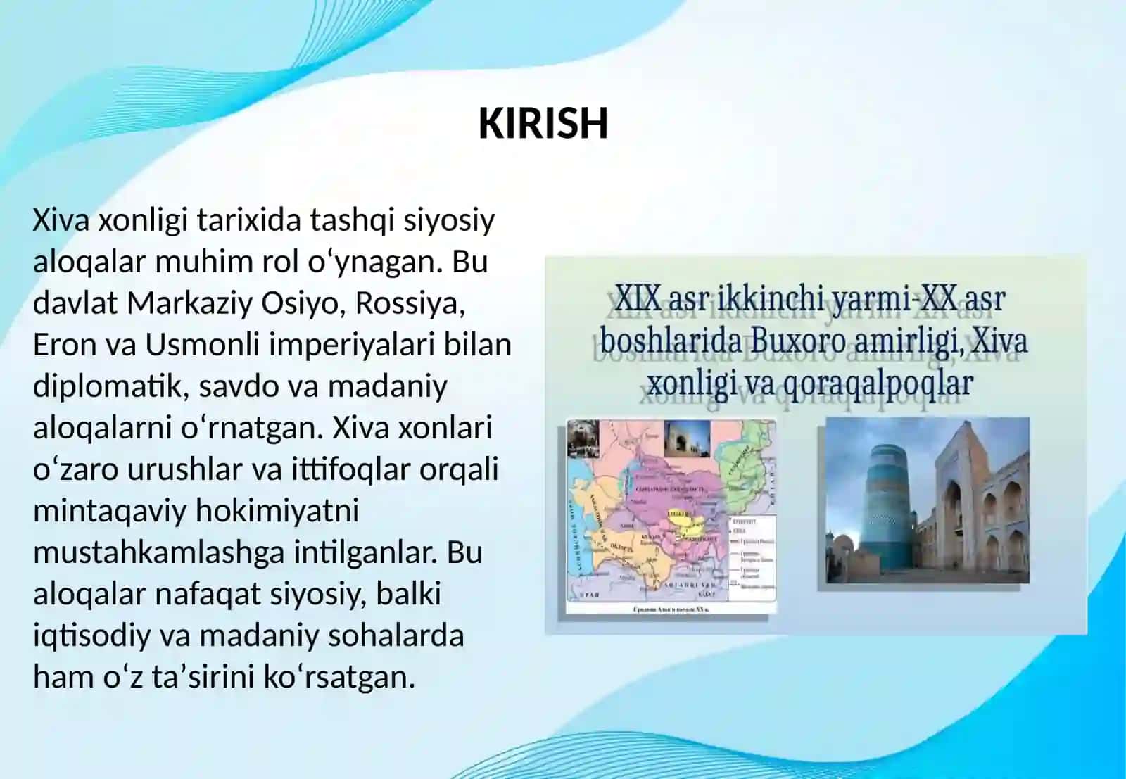 XIVA XONLIGINING TASHQI SIYOSIY ALOQALARI 2