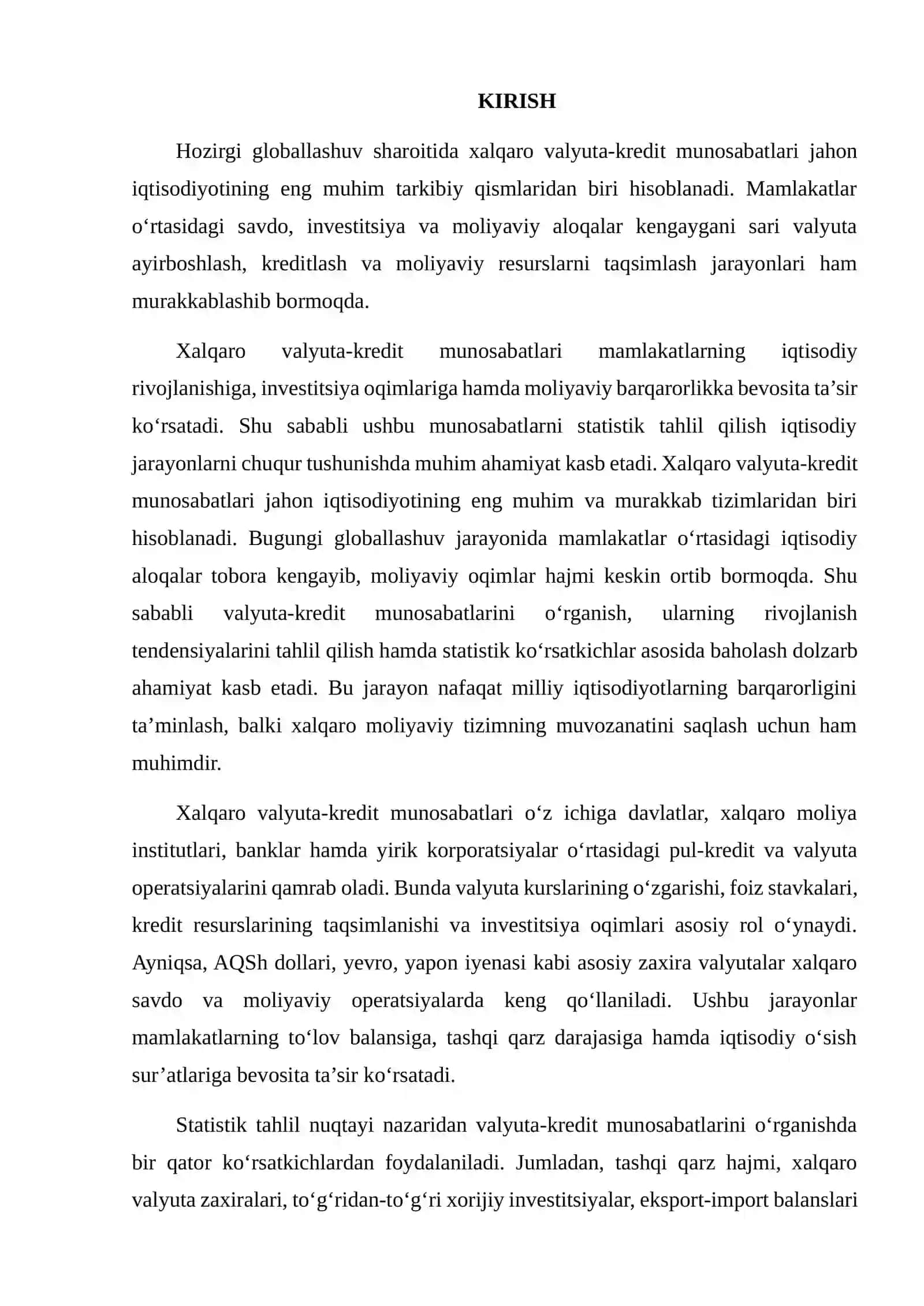 Xalqaro Valyuta-Kredit Munosabatlari va Ularning Mexanizmlarini Statistik Tahlil Qilish 2