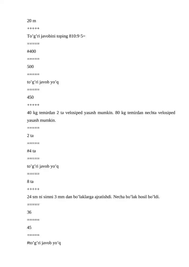 Matematika va uni o‘qitish metodikasi 2
