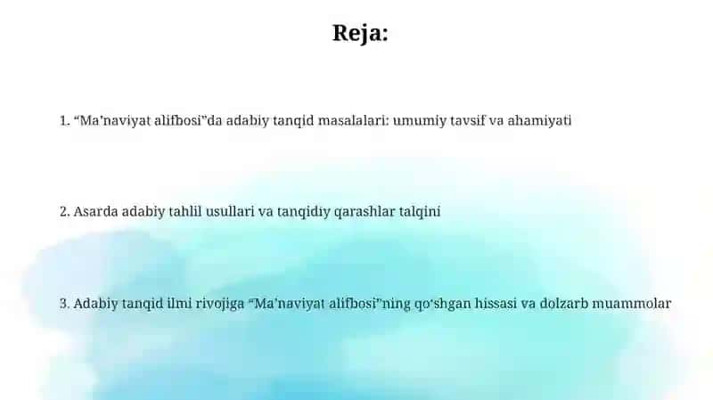 Ma’naviyat alifbosi adabiyotshunoslik masalalari 2