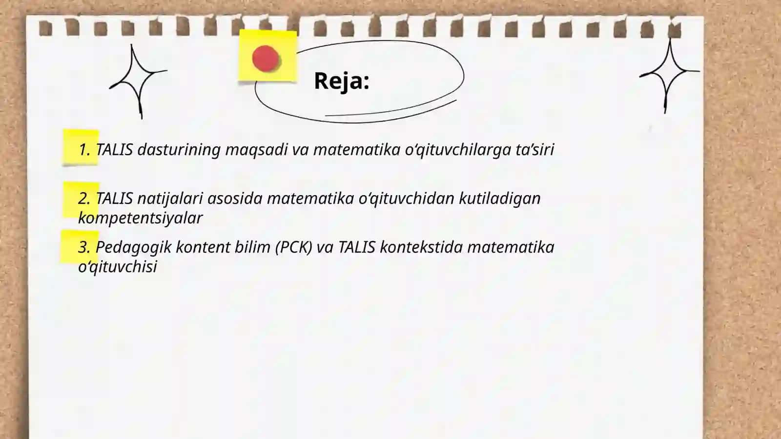 TALIS xalqaro baholash dasturi, matematika o’qituvchiga qo’yilgan zamonaviy talablar 2