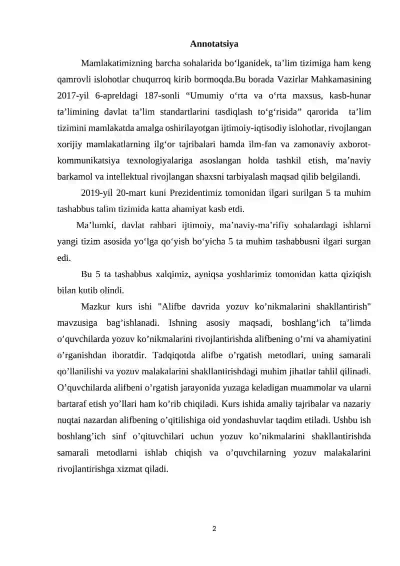 "Savod o‘rgatish davri yozuv darslarida imlo ustida ishlash" 2