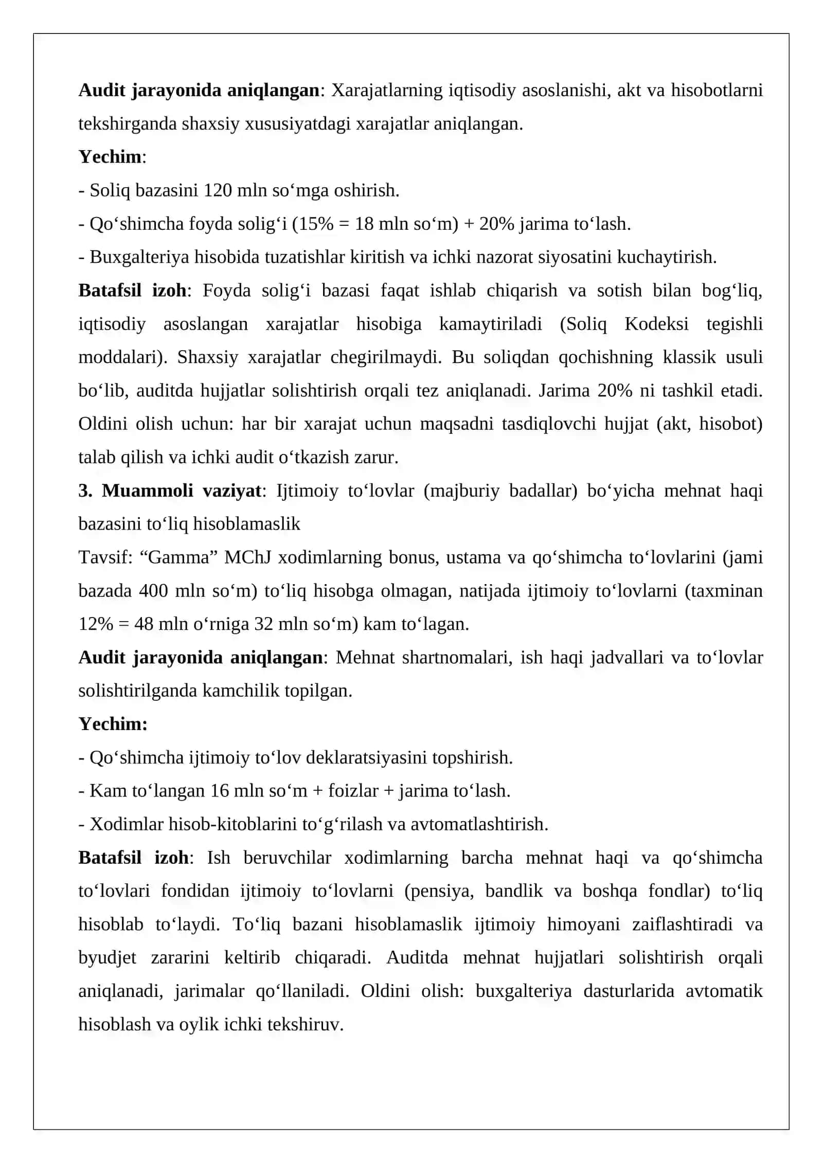 Budjetga soliqlar va majburiy tulovlar bo‘yicha hisob-kitoblar auditi 2