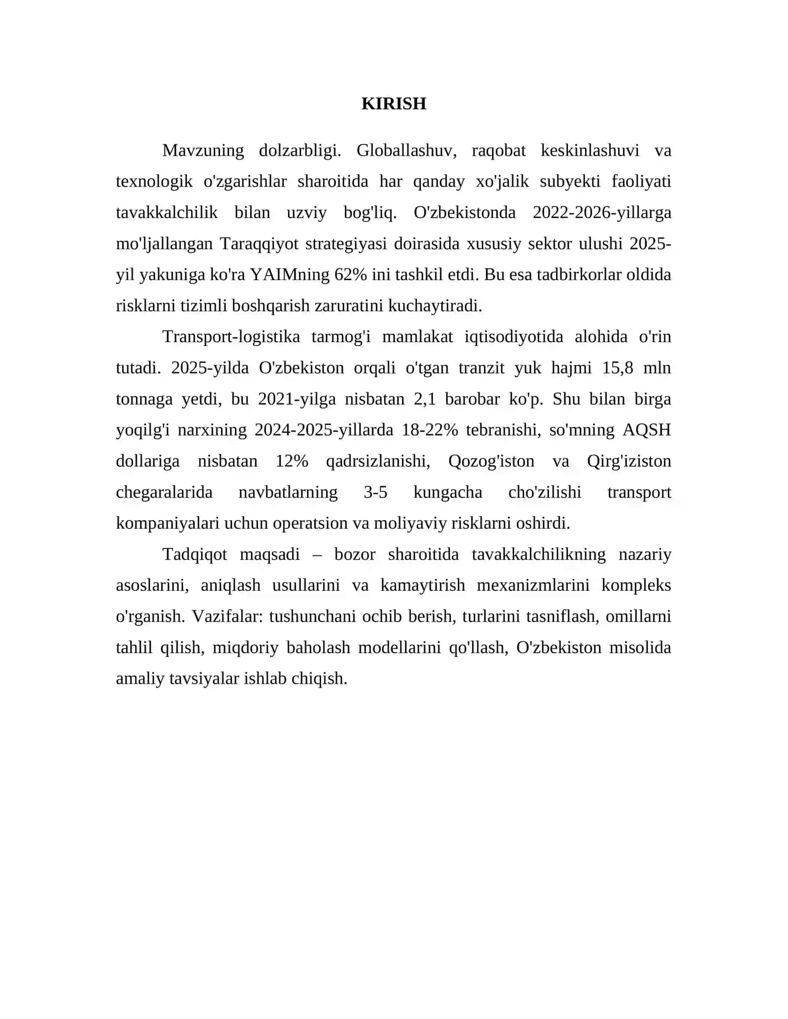 Bozor va tavakkalchilik 2