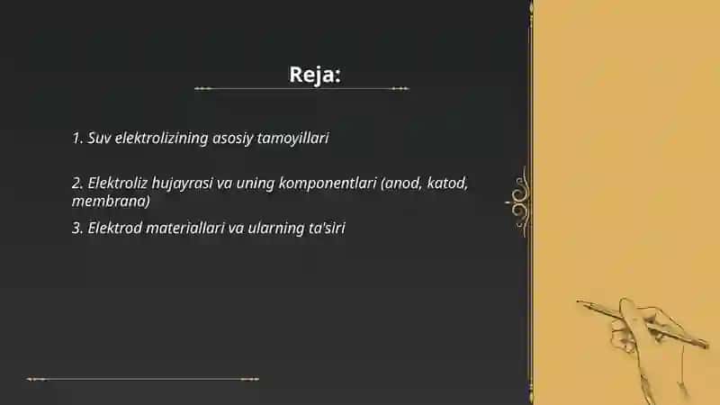 Suvni elektr toʻki yordamida vodorod va kislorodga ajratish 2