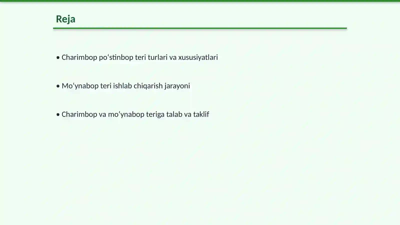 Charimbop poʻstinbop va moʻynabop teri tovarshunosligi 2