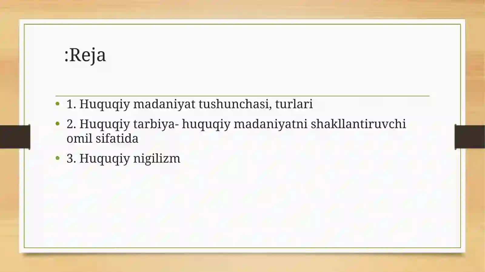 HUQUQIY MADANIYAT TUSHUNCHASI, TUZILISHI VA DARAJALARI 2