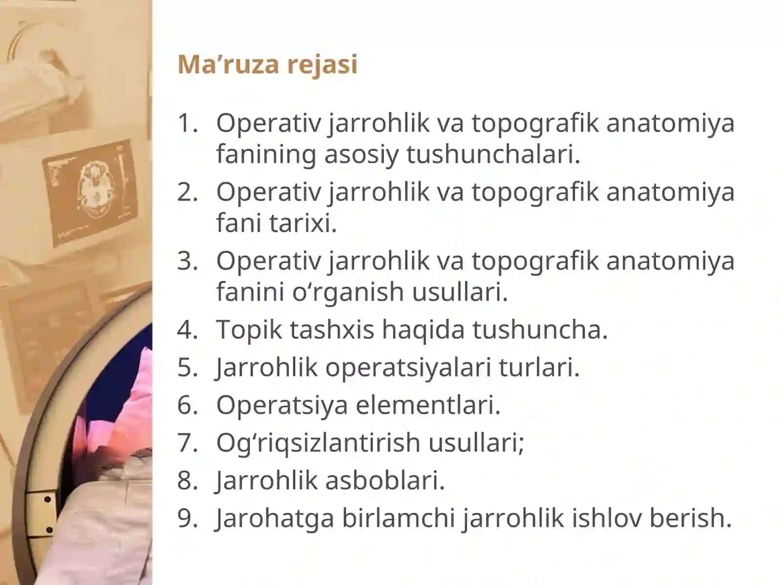 Operativ jarrohlik va topografik anatomiya fanining asosiy tushunchalari 2