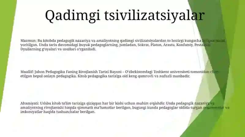 Jahon Pedagogika Fanining Rivojlanish Tarixi Bayoni 2