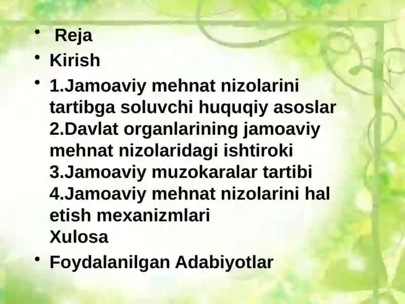 Jamoaviy Mehnat Nizolarini Tartibga Solish Bo‘yicha Davlat Organlari 2