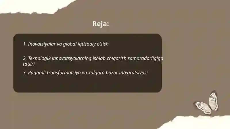 Global iqtisodiy rivojlanishga inovatsiyalar tasiri 2