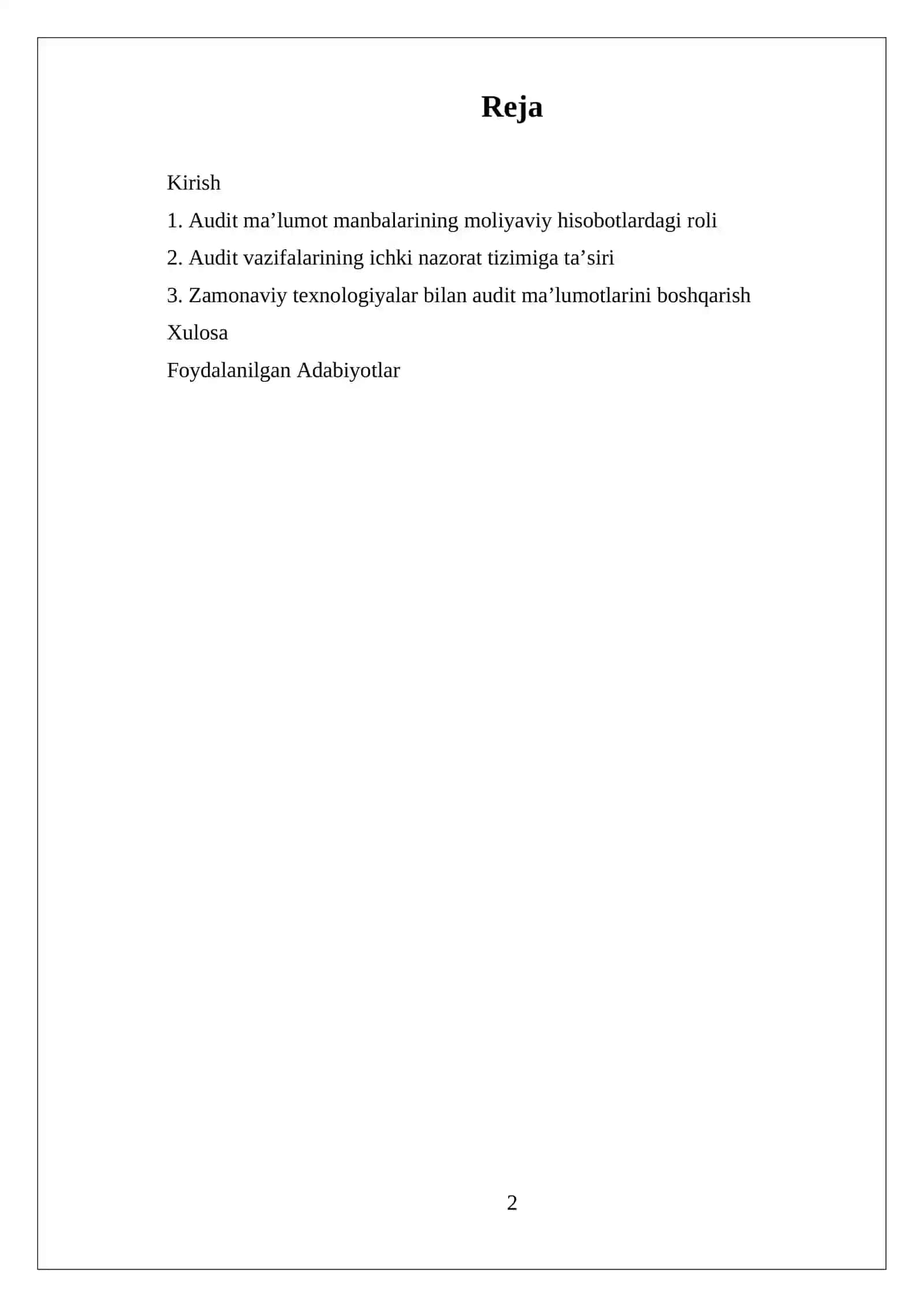 Auditning ma’lumot manbalari va vazifalari 2
