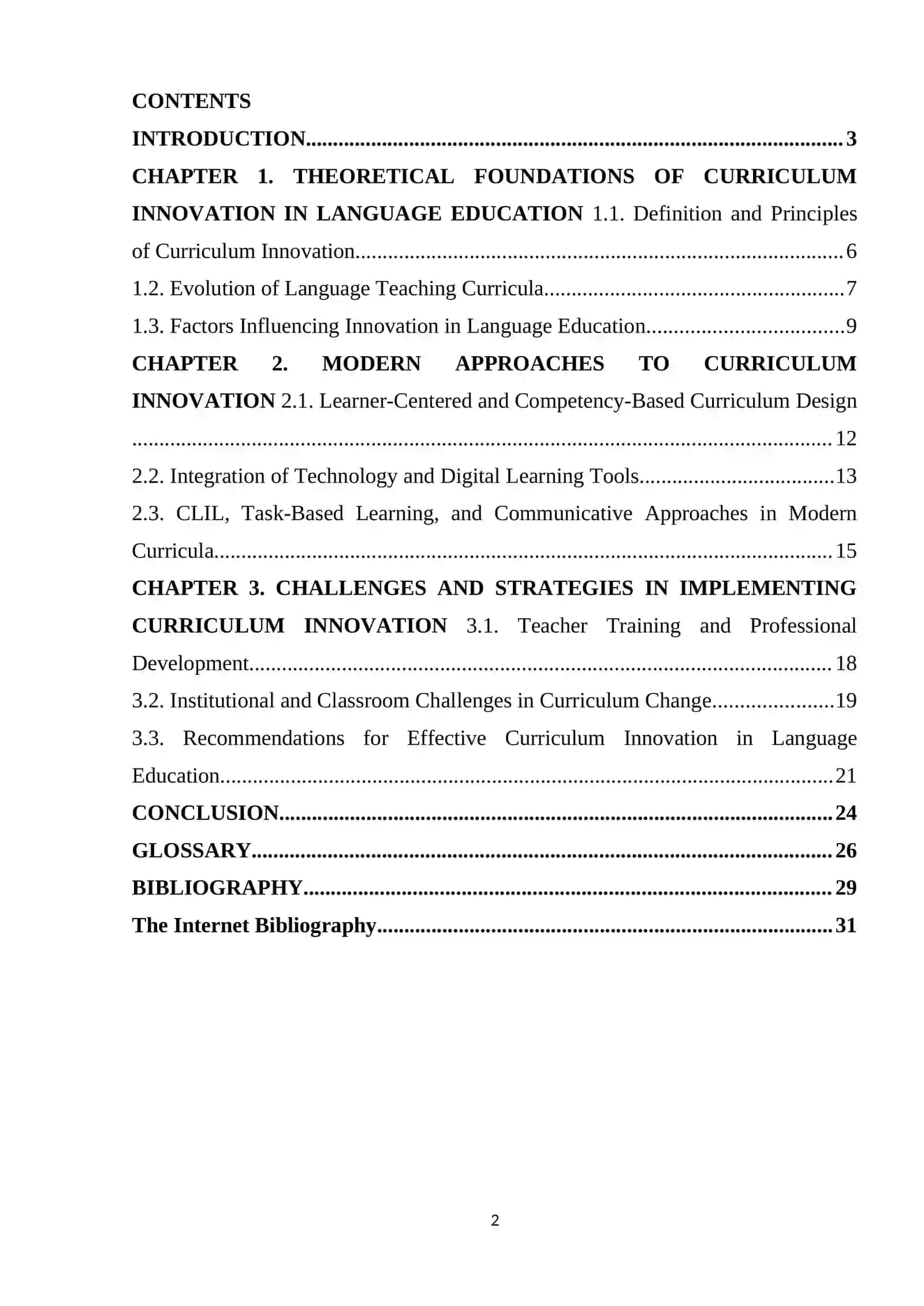 THEORETICAL FOUNDATIONS OF CURRICULUM INNOVATION IN LANGUAGE EDUCATION 2