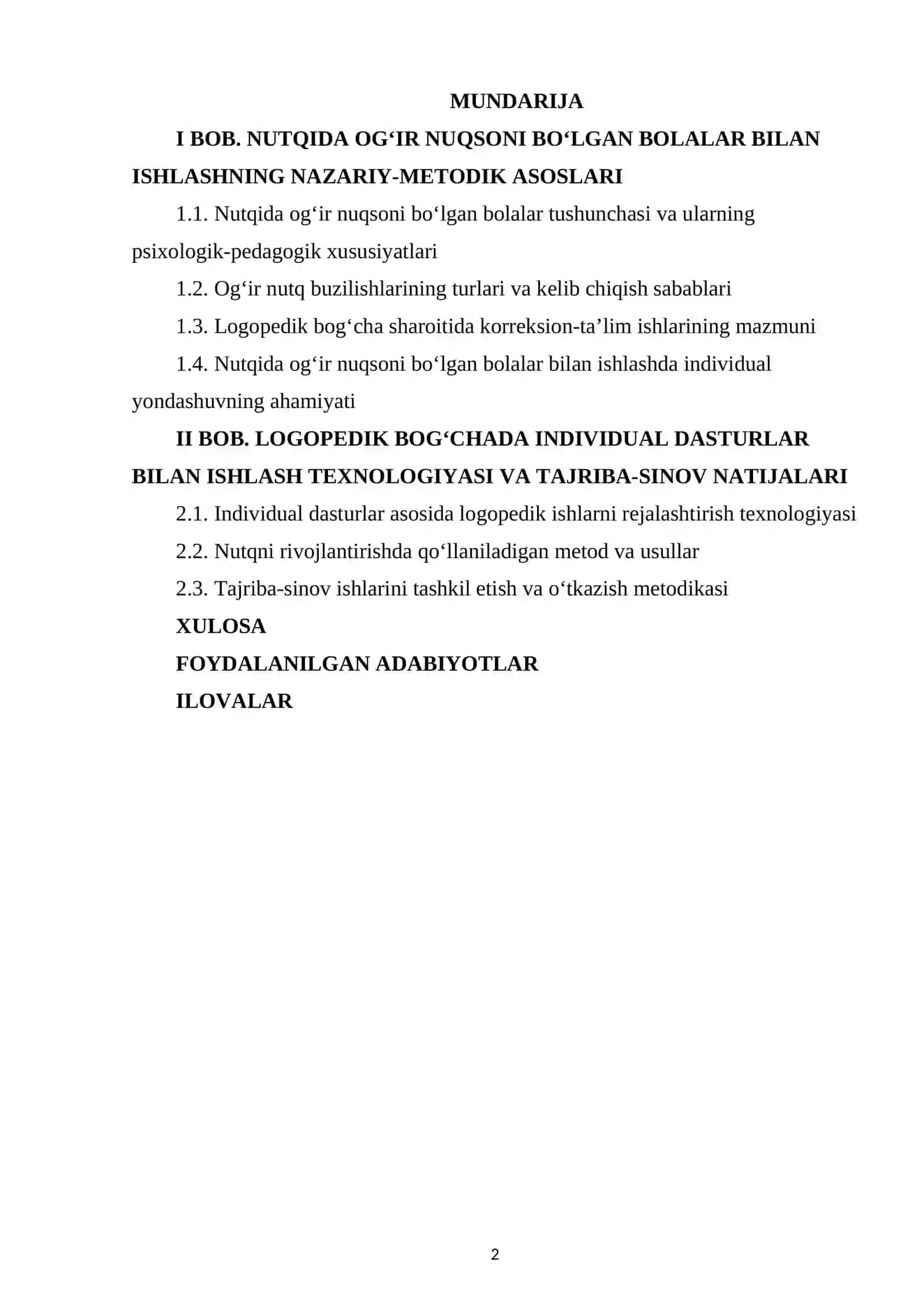 Nutqida ogʻir nuqsoni boʻlgan bolalar uchun individual dasturlar bilan ishlash texnologiyasi 2
