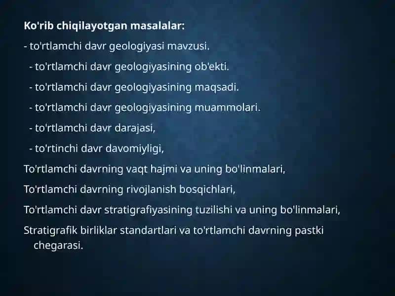 To'rtlamchidavr geologiyasi 2