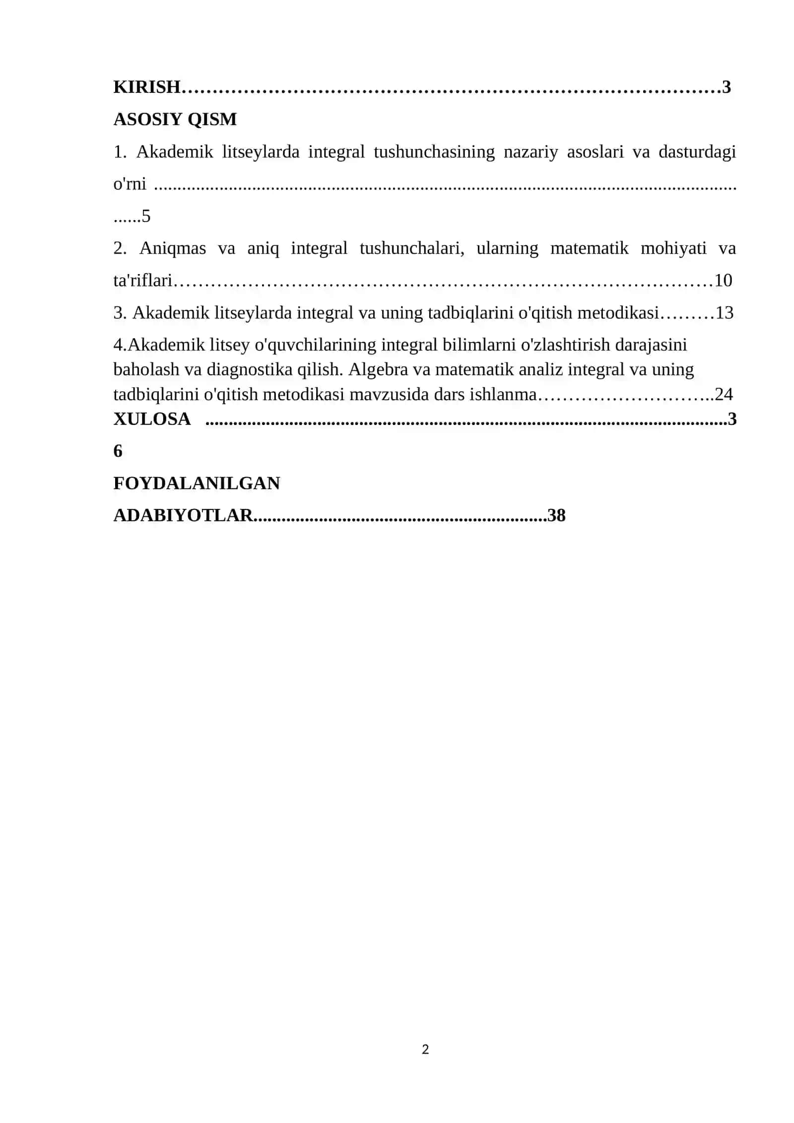 AKADEMIK LITSEYLARDA ALGEBRA VA MATEMATIK ANALIZ KURSIDA INTEGRAL VA UNING TADBIQLARINI O'QITISH METODIKASI 2