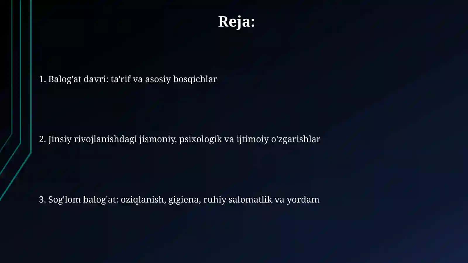 Yetuklik davri rivojlanish xususiyatlari 2